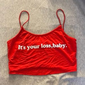 red crop top, size medium . worn a couple times .